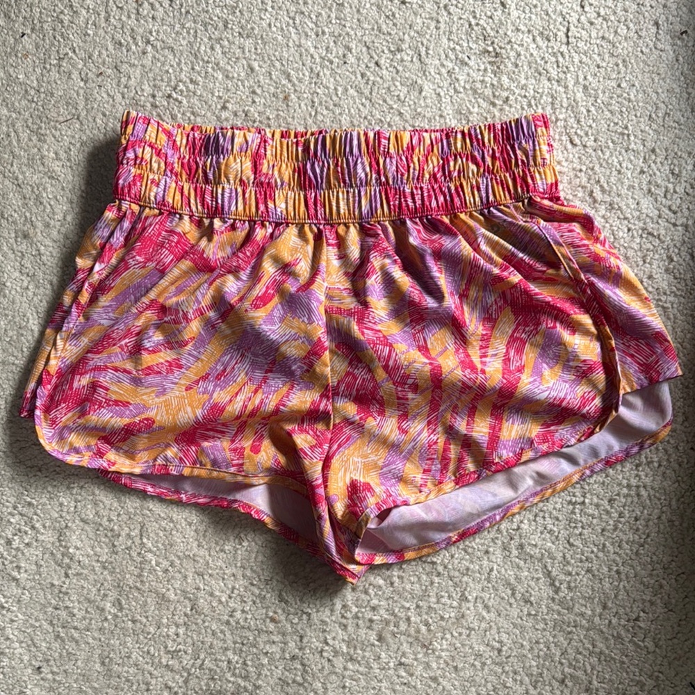 DSG Pink and Yellow Athletic Shorts with Elastic Waistband